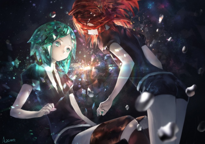 Houseki no kuni , jewels, Cinnabar (Houseki no Kuni), azomo, Phos (Houseki no Kuni)