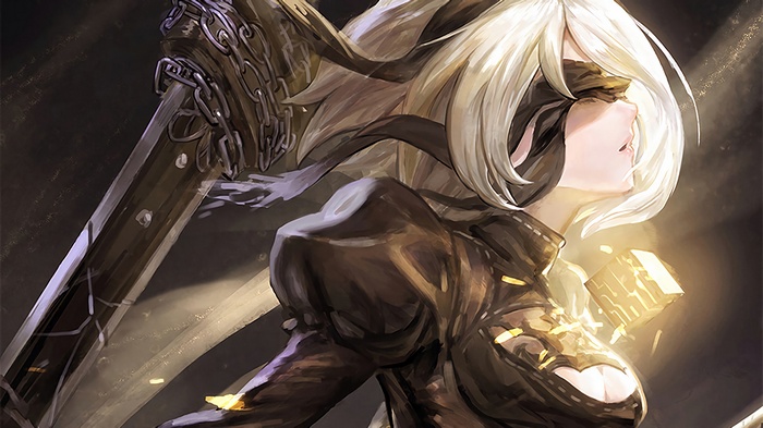 2B from Nier: Automata with a sword