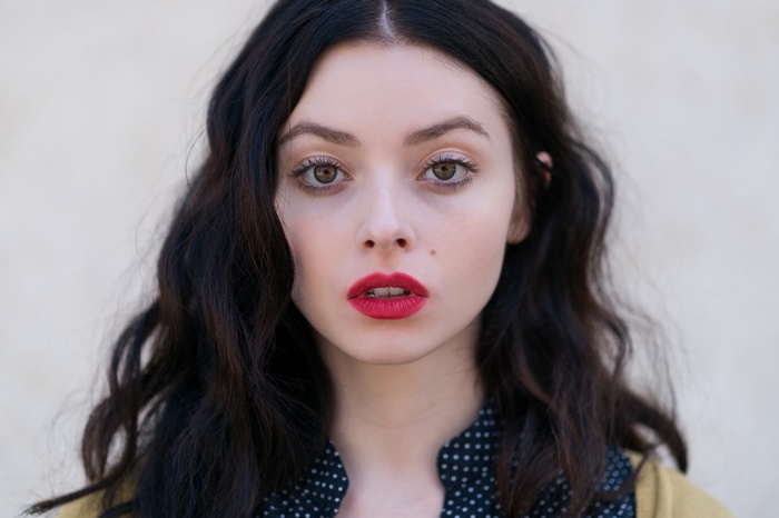 Alina Phillips with red lipstick