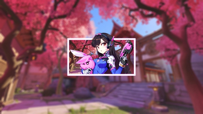 D.Va from Overwatch holding a bunny toy