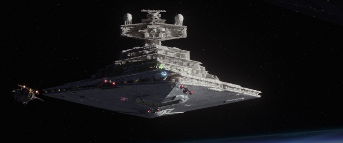 Star Destroyer and ship in space