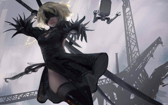 2B from NieR: Automata with a Pod