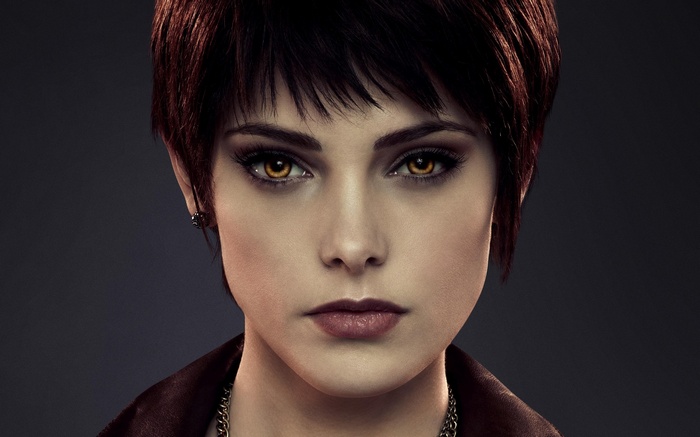 Ashley Greene, short hair, redhead, yellow eyes, Twilight, movies, women, Alice (Twilight), face, actress