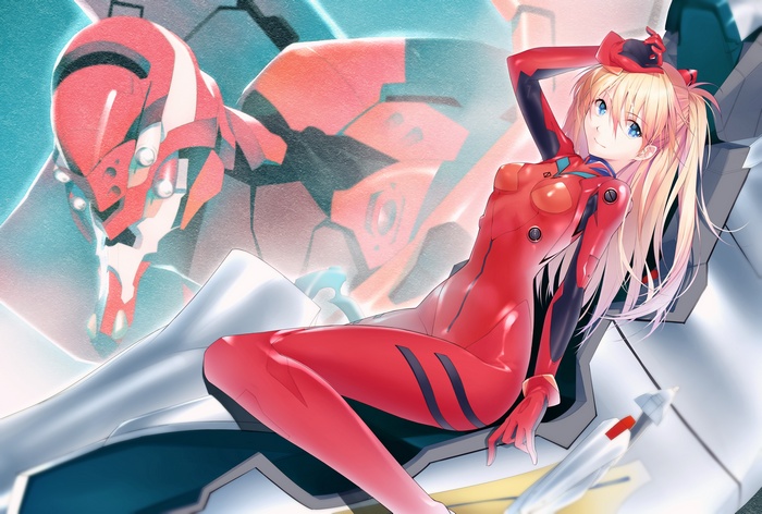 Asuka Langley Soryu and EVA Unit 02 from Neon Genesis Evangelion