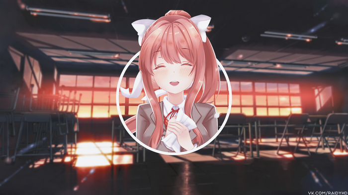picture-in-picture, Doki Doki Literature Club, anime, anime girls, Monika (Doki Doki Literature Club)