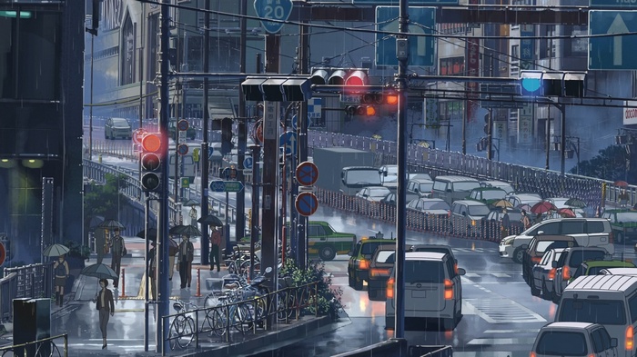 Rainy City Street in Japan from The Garden of Words