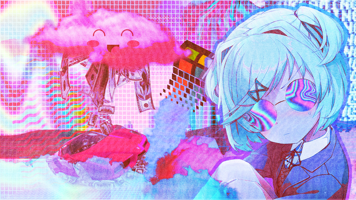 Natsuki from Doki Doki Literature Club with money cloud