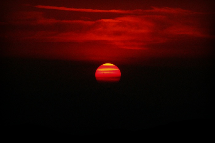 Sunset with red clouds
