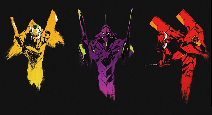 Neon Genesis Evangelion Units 00, 01, and 02