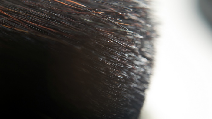 Macro photography of dark brush bristles