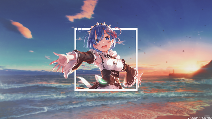 Rem from Re:Zero Kara Hajimeru Isekai Seikatsu at the beach