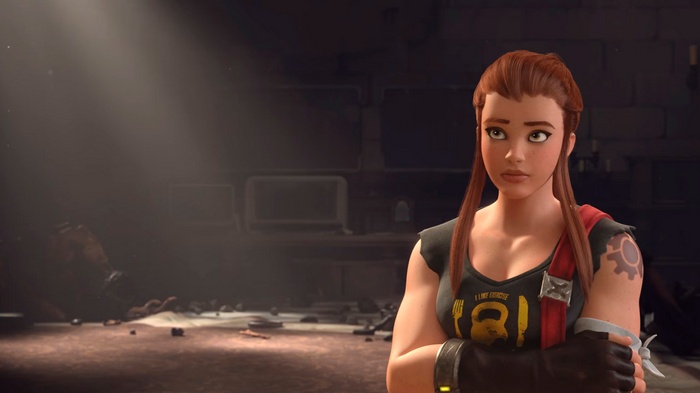 Brigitte from Overwatch in a gym