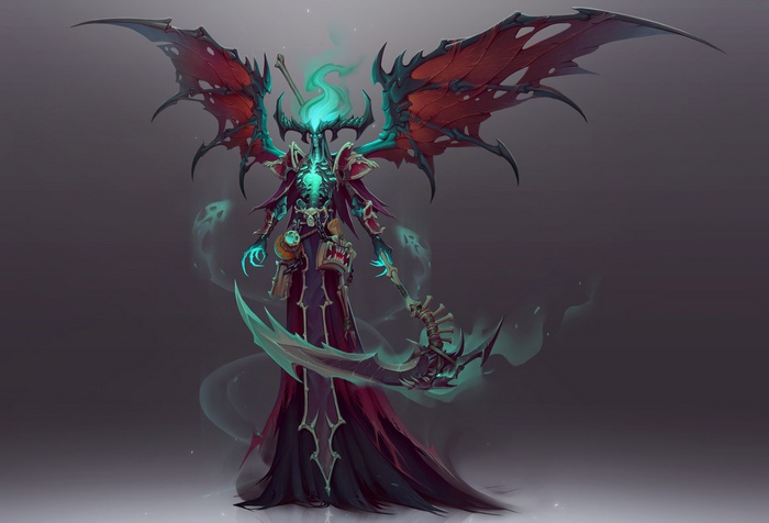 Skeleton Reaper with Dark Wings and Sickle