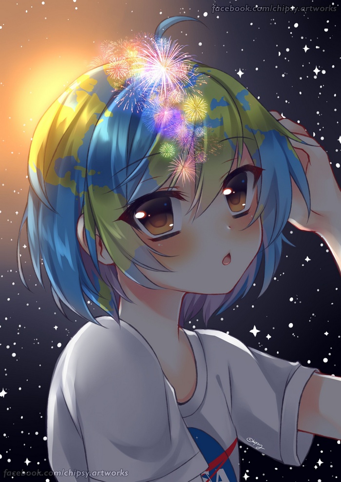 anime girls, portrait display, Earth-chan