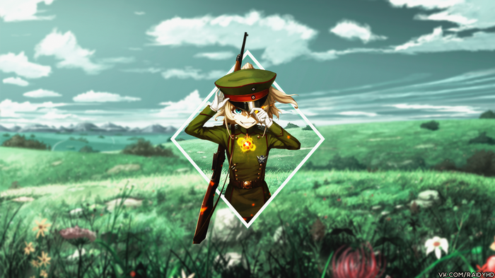 Youjo Senki, picture-in-picture, Tanya Degurechaff, anime, anime girls