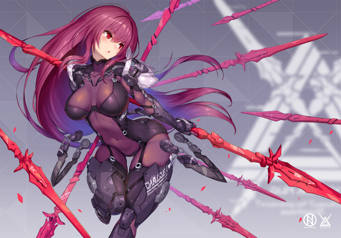 Scathach from Fate/Grand Order with spears