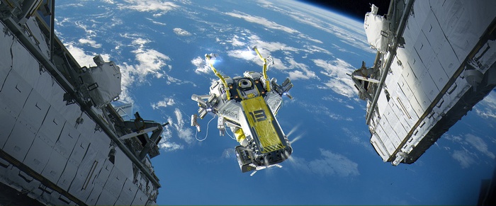 NASA spaceship in orbit above Earth