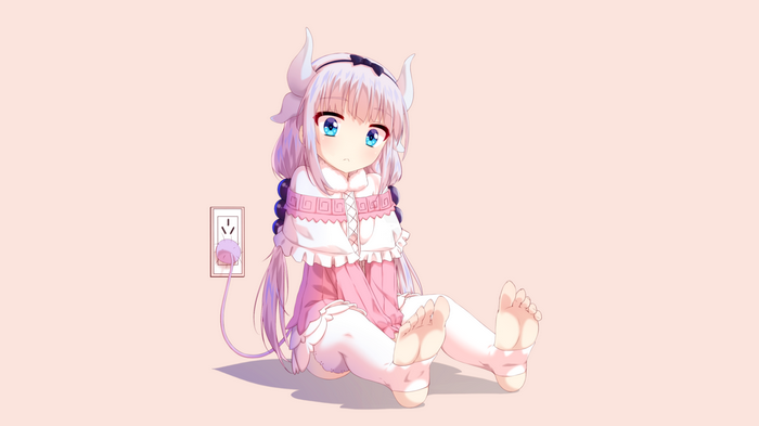 Kanna Kamui from Kobayashi-san Chi no Maid Dragon sitting with a plug in her tail