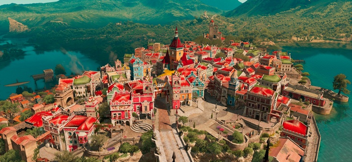 Panorama of a colorful city in The Witcher 3: Wild Hunt