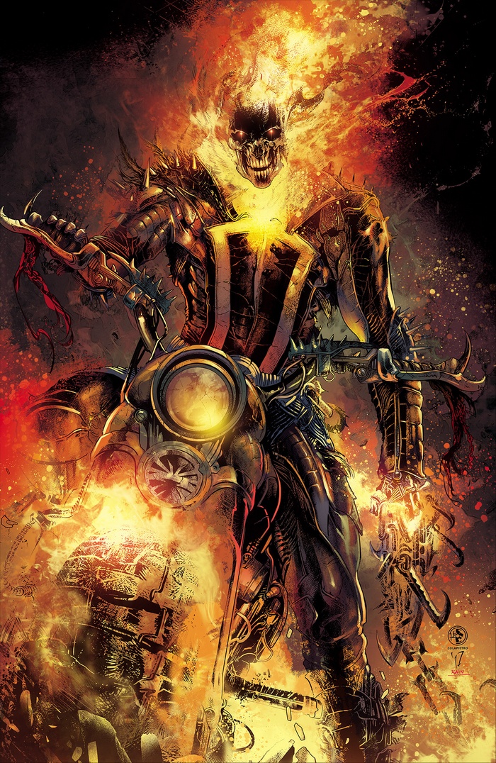 ghost, Harley-Davidson, fire, Ghost Rider