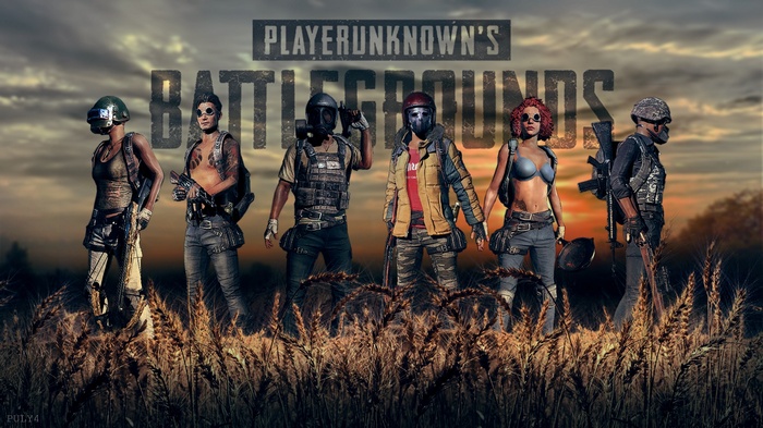 PlayerUnknown's Battlegrounds characters in a field