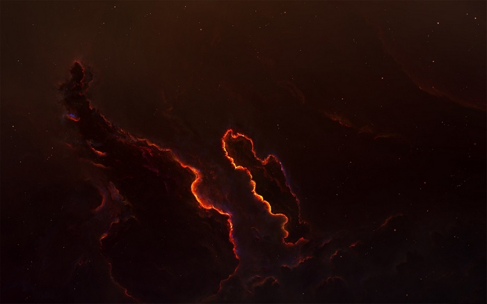 Digital art of a colorful nebula in space