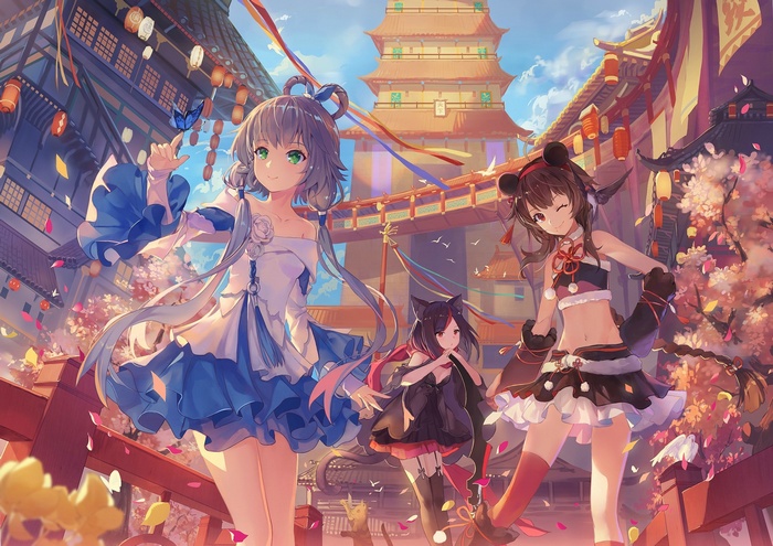 Luo Tianyi and friends in a Japanese festival