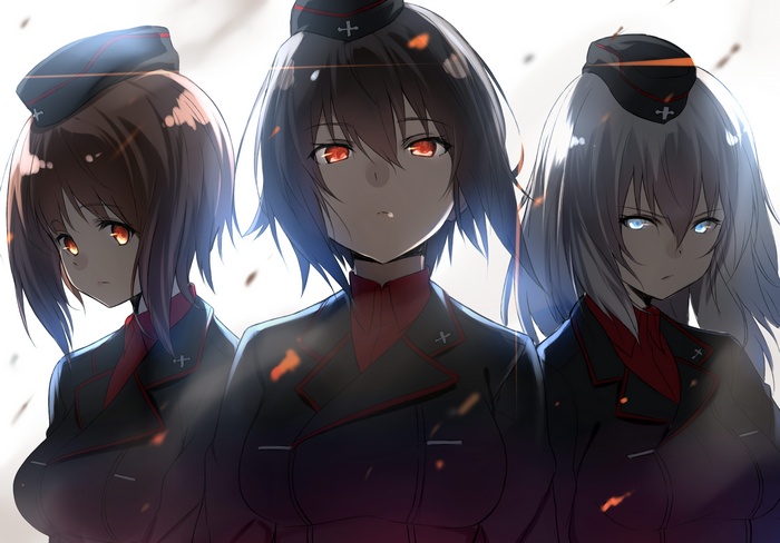 Nishizumi Miho, Itsumi Erika, anime girls, Girls und Panzer, Nishizumi Maho, short hair