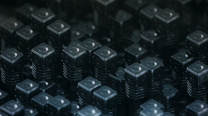 Abstract close-up of stacked metallic pistons