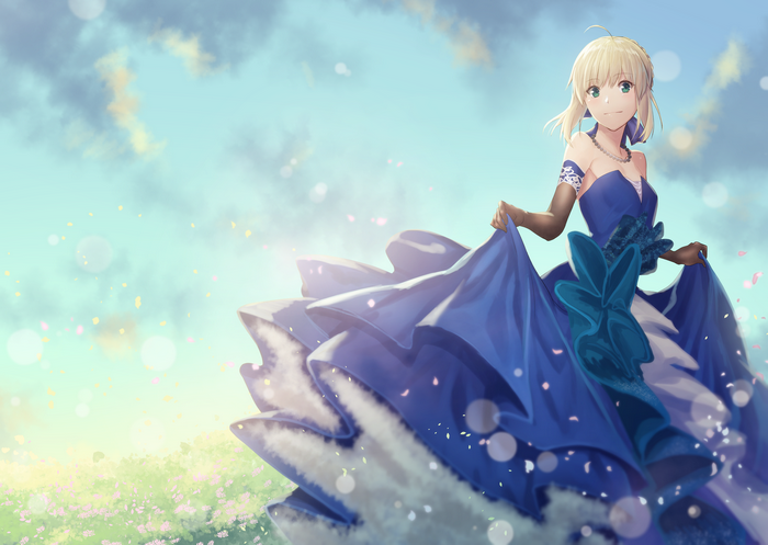 Artoria Pendragon from Fate Series in a blue dress