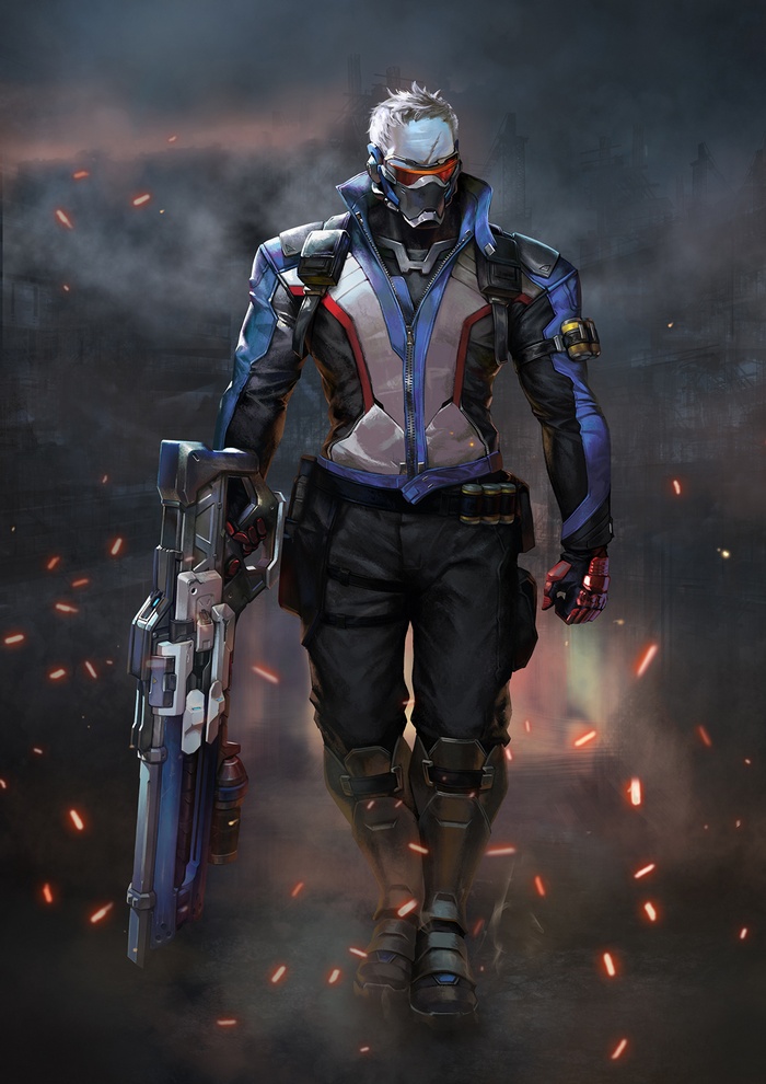 Soldier: 76 from Overwatch holding a rifle
