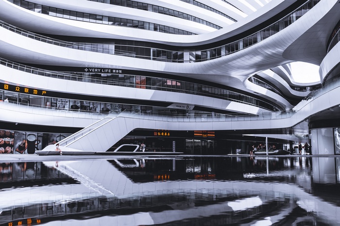 Modern architecture of the Galaxy Soho building in Beijing