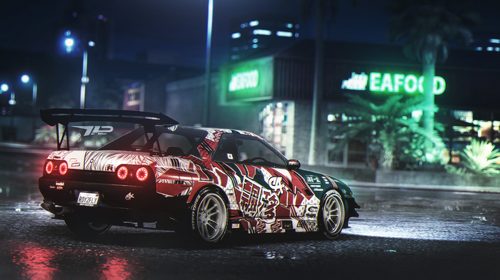 Nissan Skyline R32 with custom livery in Need for Speed