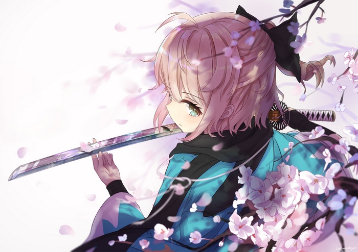 Sakura Saber from Fate/Apocrypha with a katana
