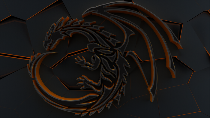 Black and orange dragon digital art