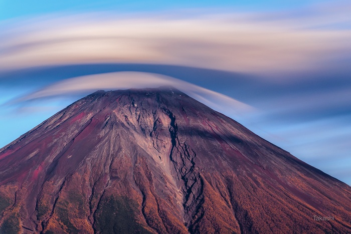 Mount Fuji with lenticular clouds