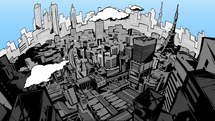 Persona 5 cityscape with Tokyo Tower