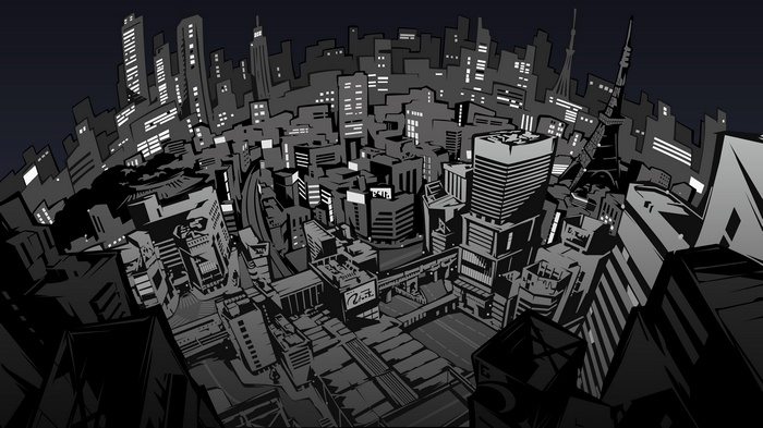 Persona 5 cityscape at night