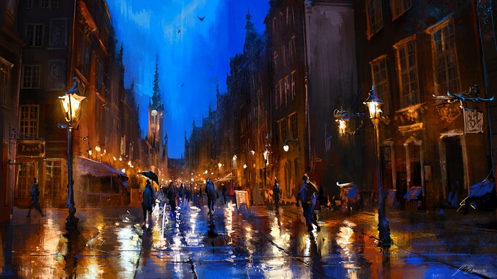 Night street in Gdańsk by Darek Zabrocki