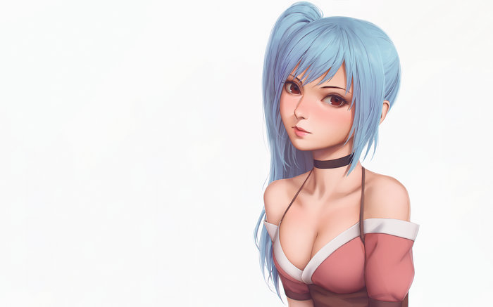 Anime girl with aqua hair and pink outfit
