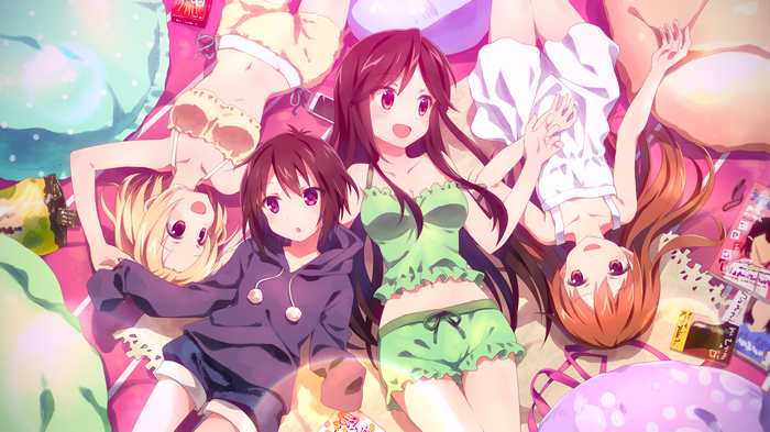 4 A-Channel girls lying on pillows