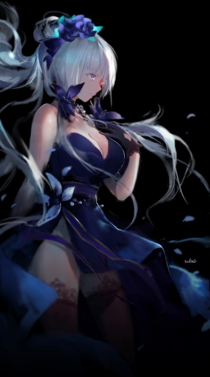 Illustrious from Azur Lane with blue roses