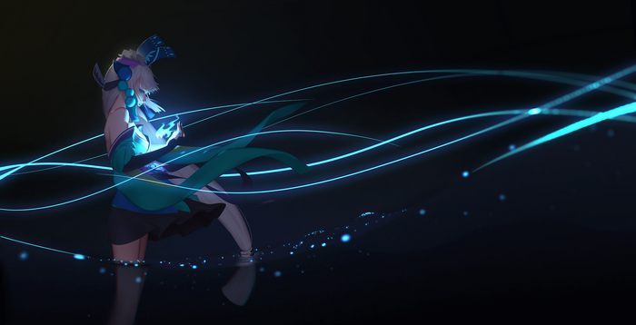 Aoandon from Onmyoji with blue energy