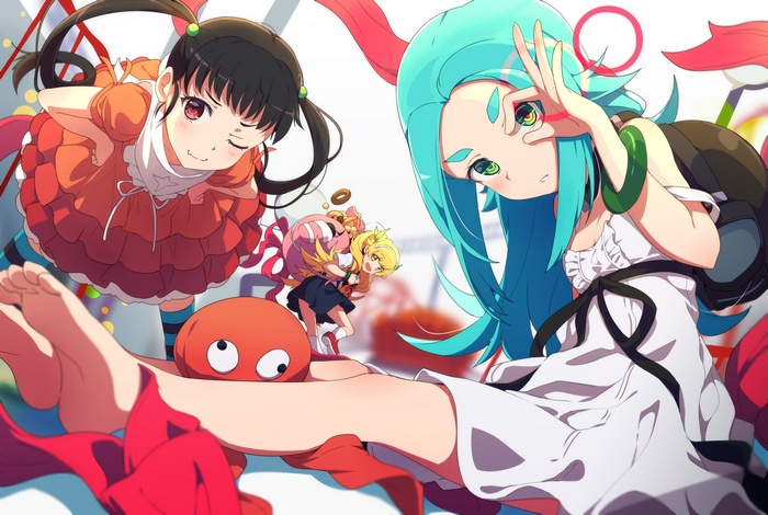 Oshino Shinobu, Hachikuji Mayoi, and Ononoki Yotsugi from Monogatari Series
