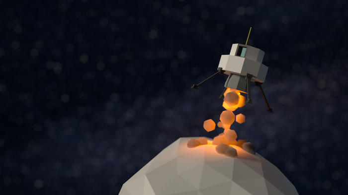 Low poly lunar lander on the Moon