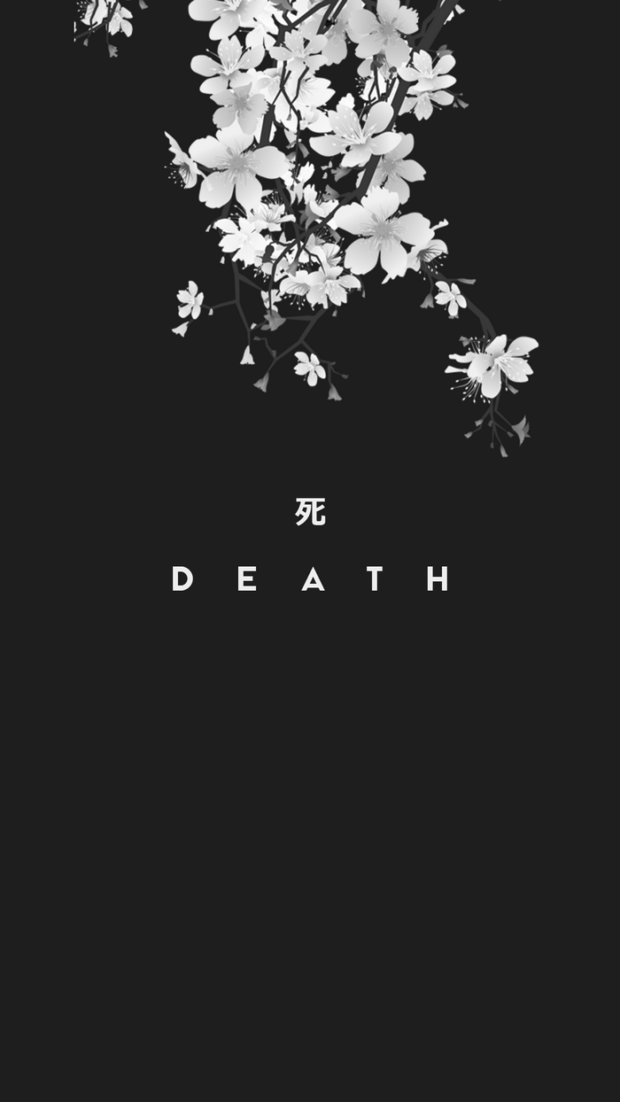 Death Kanji and Cherry Blossoms