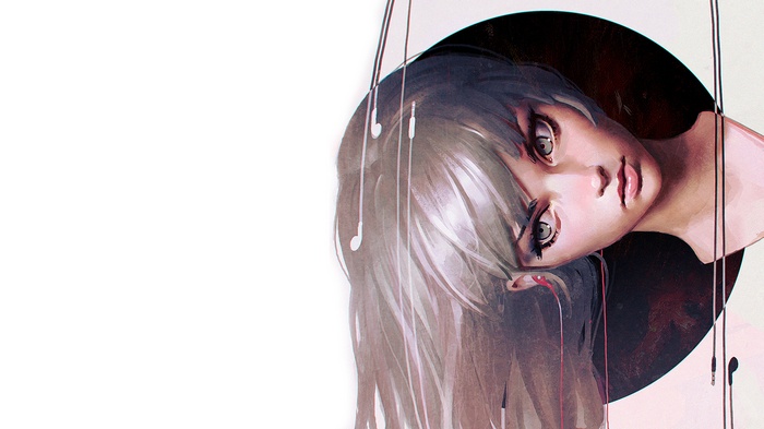 Portrait of a girl with headphones by Ilya Kuvshinov