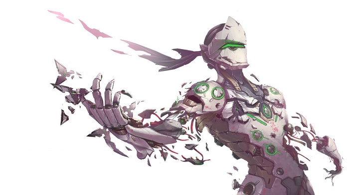 Genji from Overwatch disintegrating