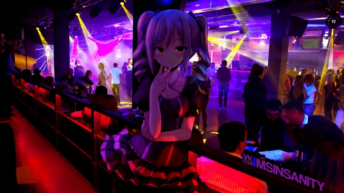 Anime girl in a nightclub