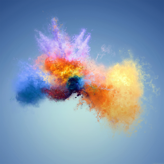 Abstract colorful powder explosion